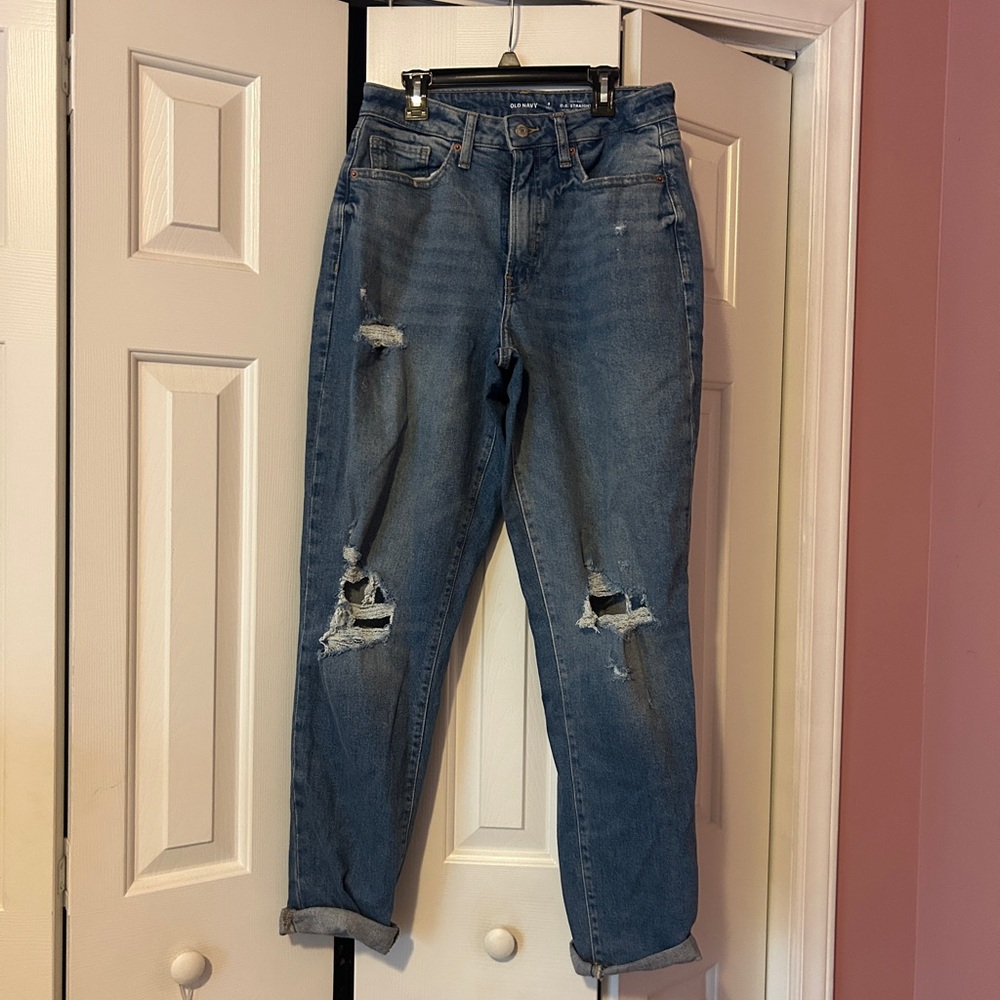 Old Navy Ripped Boyfriend Jeans in Blue